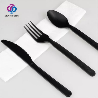 Eco friendly disposable degradable paper PLA spoon and fork knife factory